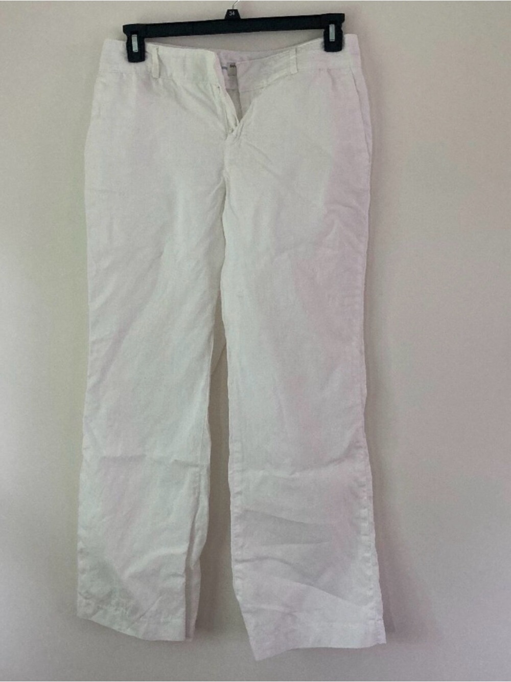 100% Linen Banana Republic White Straight-Leg Pants